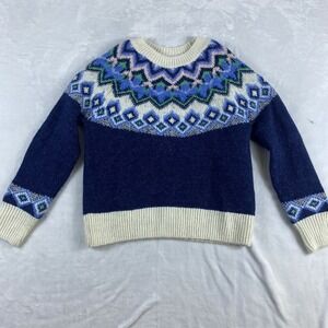 OLD NAVY Knit Sweater Women Sz XS Fair Isle Festive Winter Wool Blend